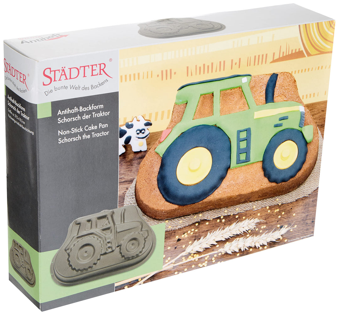 Städter 571044 Backform Schorsch der Traktor Antihaft, 30 cm 29, 5 x 18 x 6 cm Grau, 29, 5 x 18 x 6