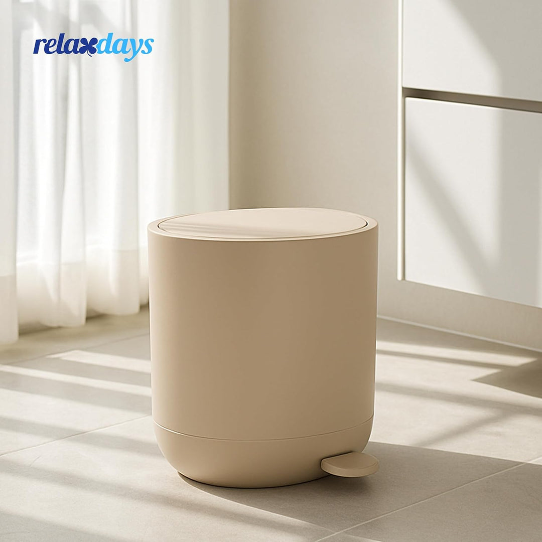 Relaxdays Mülleimer, 7 Liter, Absenkautomatik, Fusspedal, entnehmbarer Inneneimer, Kosmetikeimer, Ma