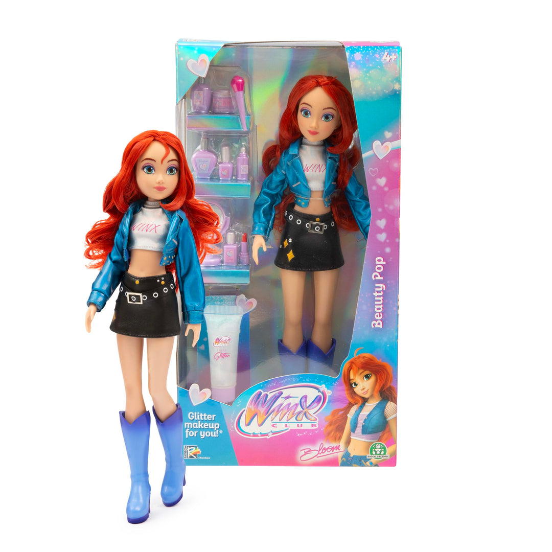 Winx Club Beauty Pop Doll – Bloom with Fashion Concert Outfit &amp; Glitter Gel – Fully Articulated Fair