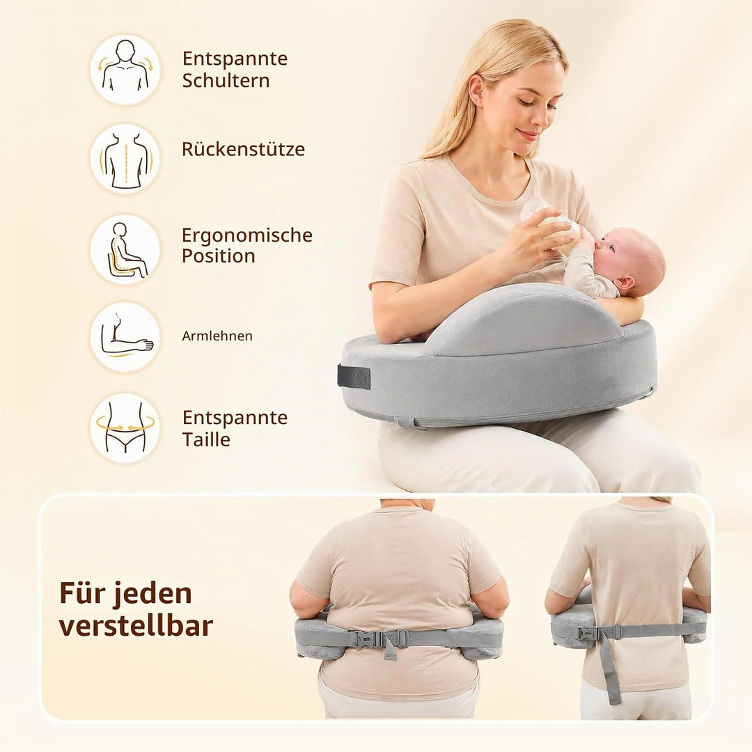 Memory Foam Nursing Pillow, Plus Size Breastfeeding Pillow with Safety Fence, Ergonomischer Komfort