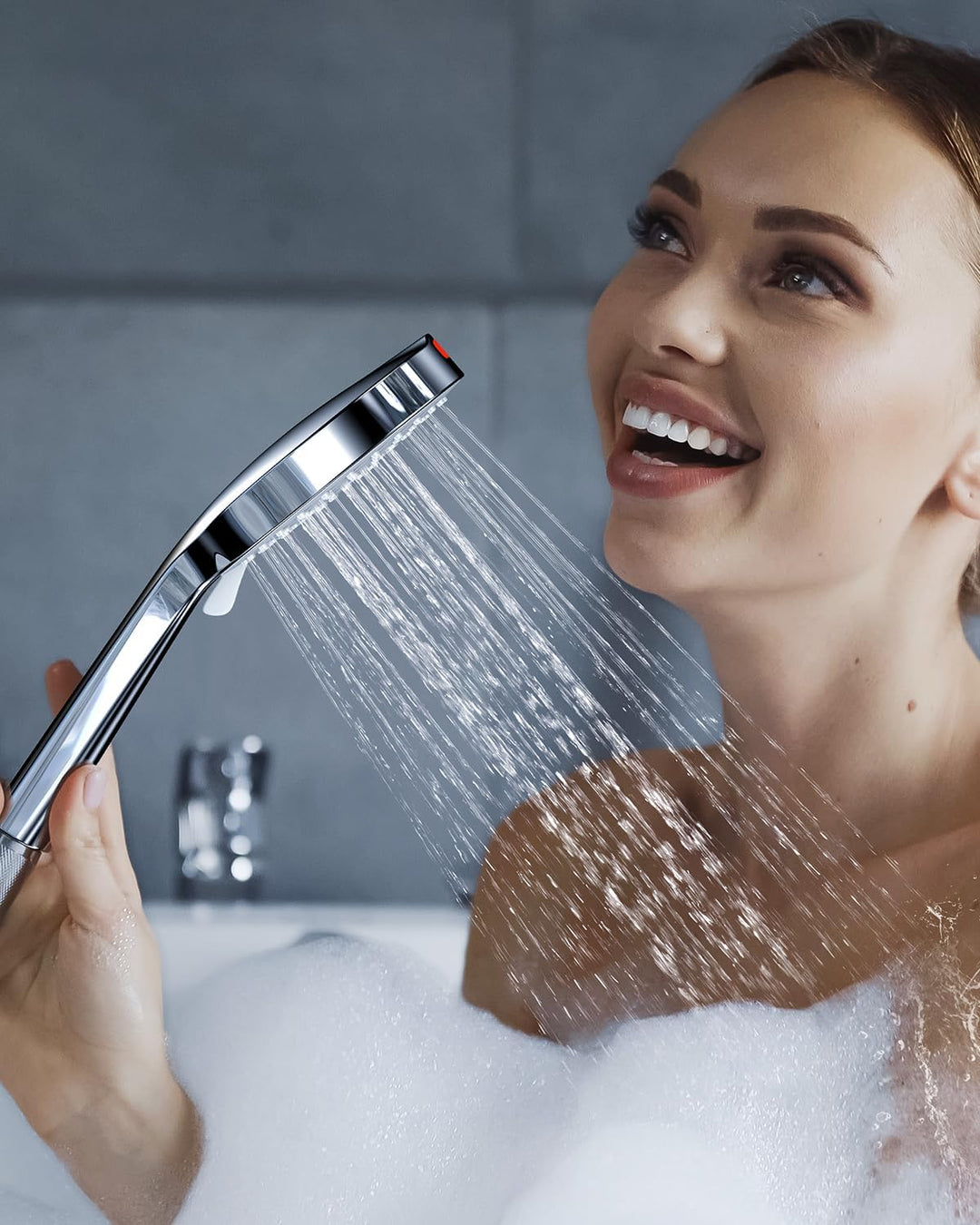 SREWOHS Wassersparender Duschkopf mit Schlauch Halterung, Sparduschkopf mit Schlauch 1.6M, Wasserspa