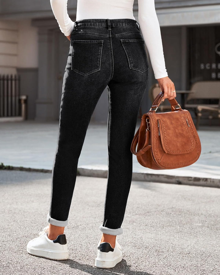 Skinny Jeans Damen High Waist Thermo Jeans Damen Winter Gefütter Thermo Jeans Leggings Damen Stretch