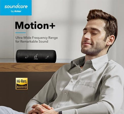 Soundcore Motion+ Bluetooth Lautsprecher mit Hi-Res 30W Audio, Intensiver Bass, Kabelloser HiFi Laut