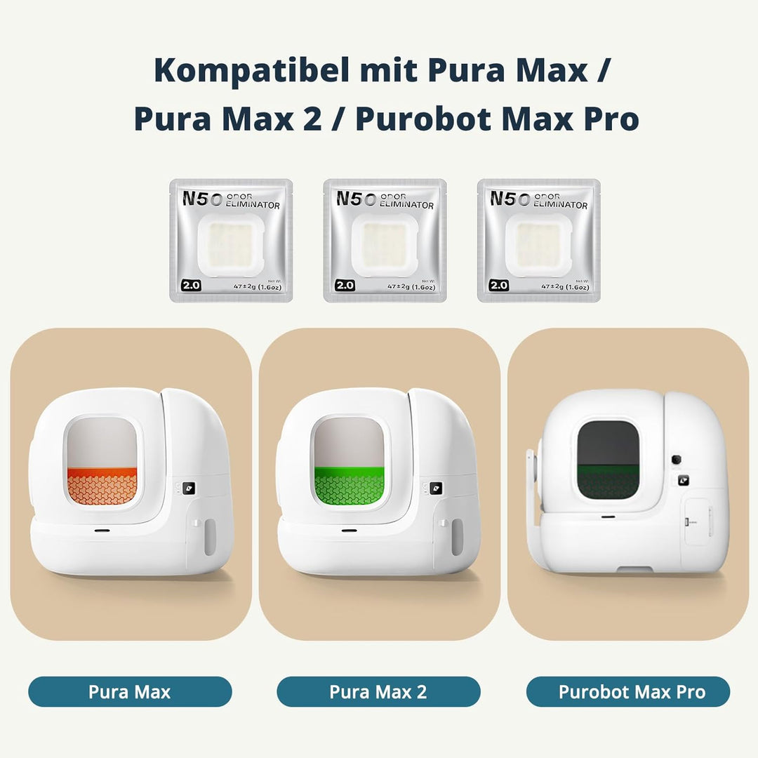 6x N50 2.0 Geruchsvernichter für PETKIT Pura Max/Pura Max 2 / Purobot Max Pro Selbstreinigende Katze