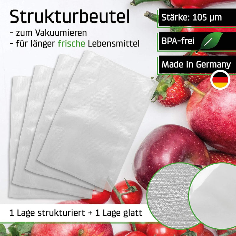 CASO Strukturbeutel 20x30 cm / 100 Beutel, für alle Balken Vakuumierer & Folienschweissgeräte, BPA-f
