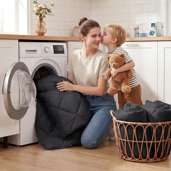 WAVVE Bettdecke 240x220 4 Jahreszeiten 2 teilig Grau - Sommerdecke 240x220cm 150gsm+Ganzjahresdecke