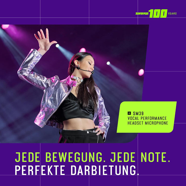 Shure SM39 Mikrofon - Kardioid-Kopfbügelmikrofon für Sprach- und Performance-Anwendungen, TA4F-Ansch
