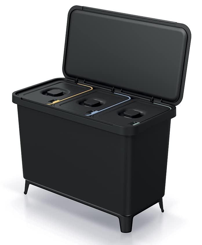 BirnePower Mülleimer 3er Set 3x 10L Müllbehälter Abfalleimer 30L Mülltrennsystem Müllsammler Set Ein