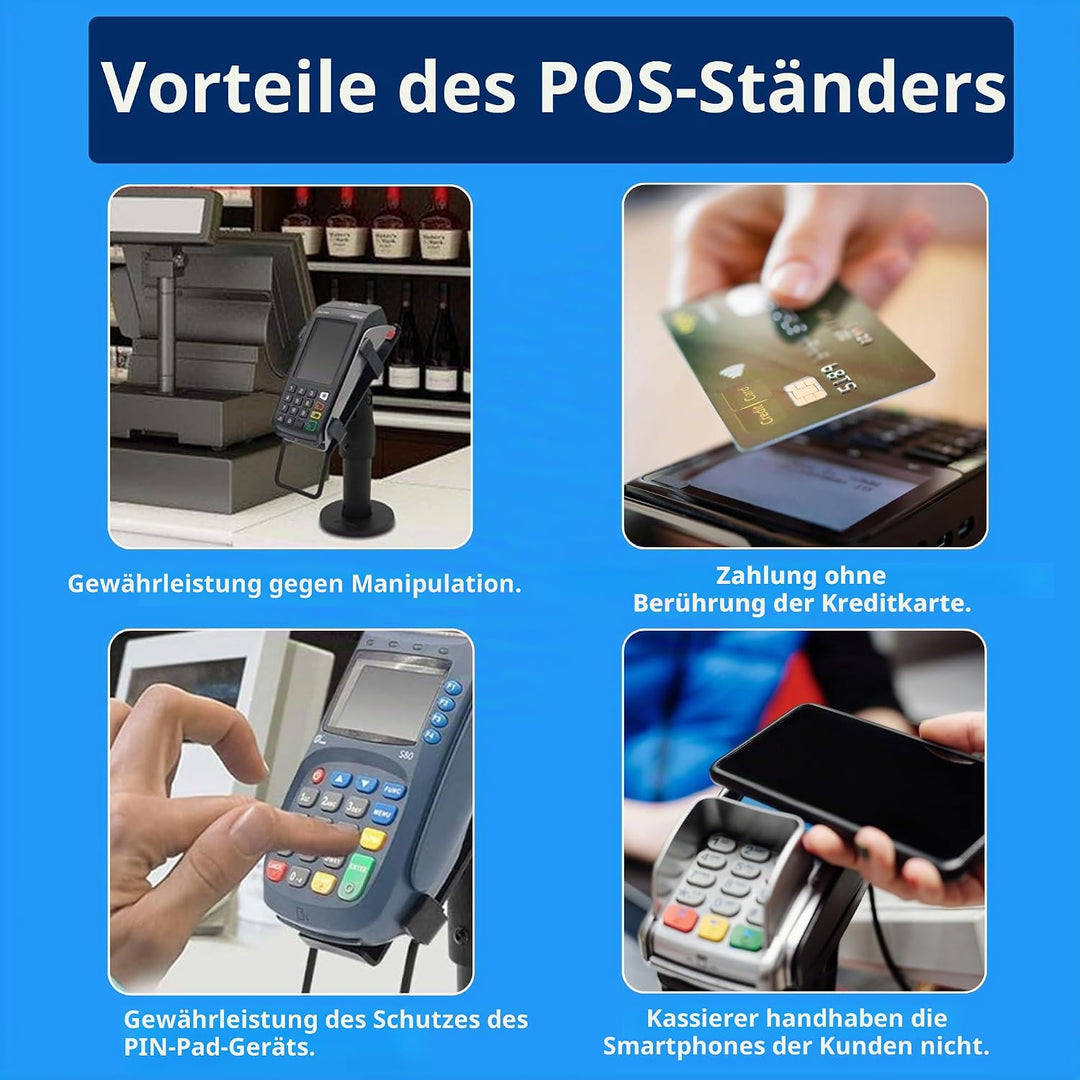 Stand PAX S80 Card Reader Payment Terminal, Swivels 180 ° and Tilt 45 ° 3M Adhesive Professional for