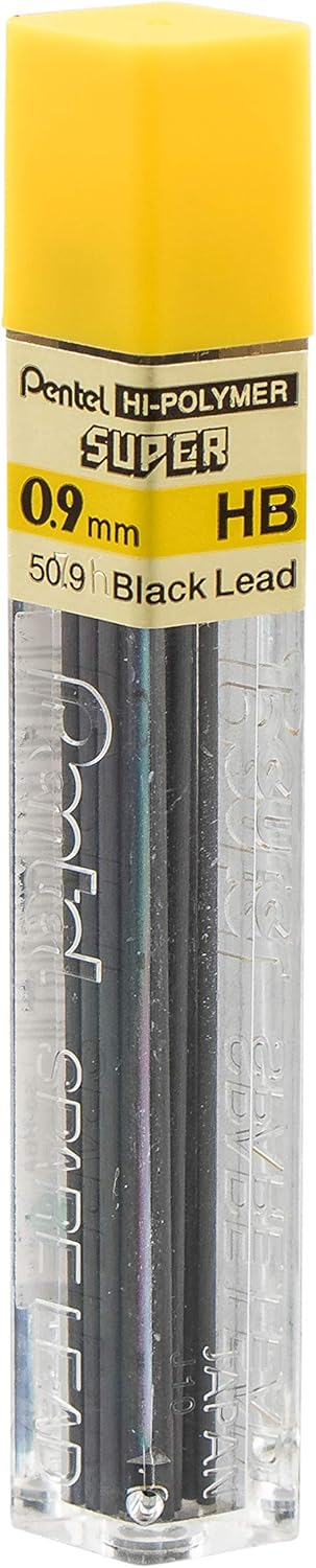 Pentel 50/HB9 Hochpolymer-Ersatzmine extra stark in 15er Röhre HB 0,9 mm 12 Röhren 1 stück (12er Pac