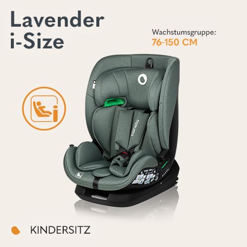 LIONELO LAVENDER I-SIZE Kinderautositz von 76 bis 150 cm konform mit R129 i-Size Standard, ISOFIX Mo