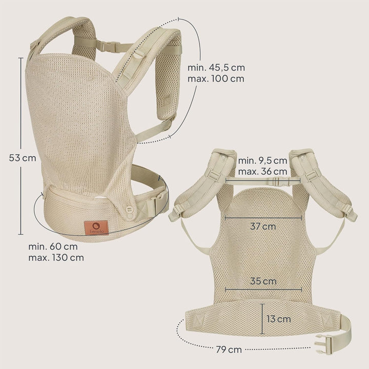 Lionelo Margareet Air Ergonomische Babytrage für Babys von 4 Monaten bis 20 kg, 3 Tragepositionen, a