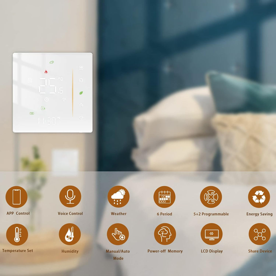 MOES WLAN Smart Thermostat, Warmwasser Thermostat Fussbodenheizung, Programmierbar Raumthermostat Fü