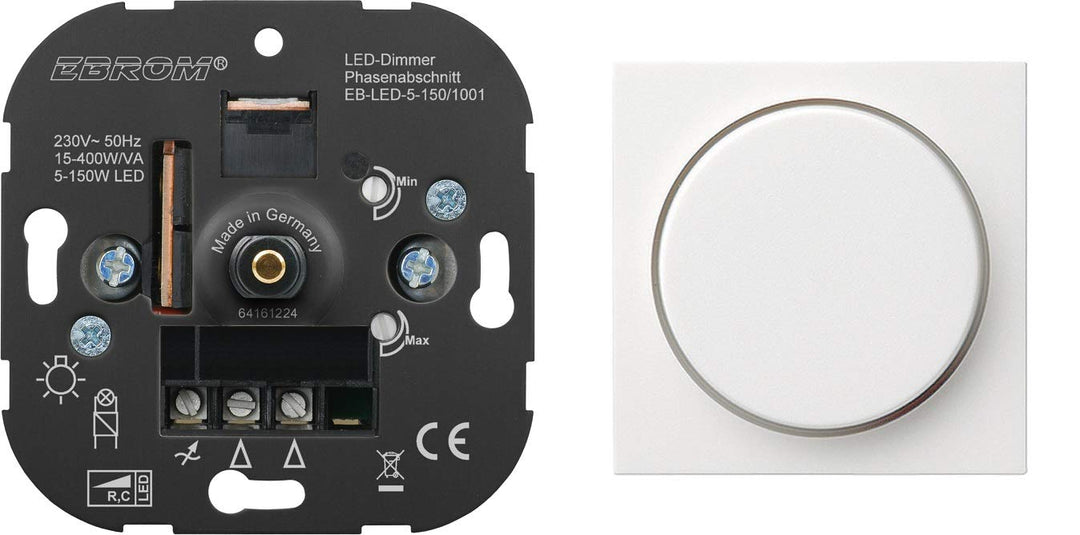 EBROM/GIRA 5 Jahre Garantie! EBROM® Unterputz LED Dimmer Drehdimmer + GIRA Dimmerabdeckung 065003 re