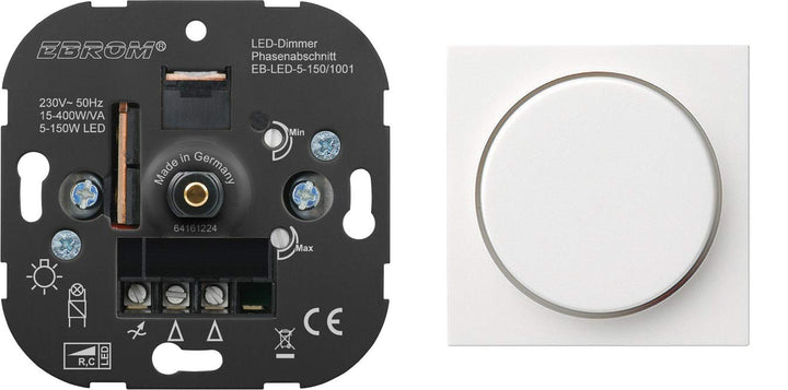 EBROM/GIRA 5 Jahre Garantie! EBROM® Unterputz LED Dimmer Drehdimmer + GIRA Dimmerabdeckung 065003 re