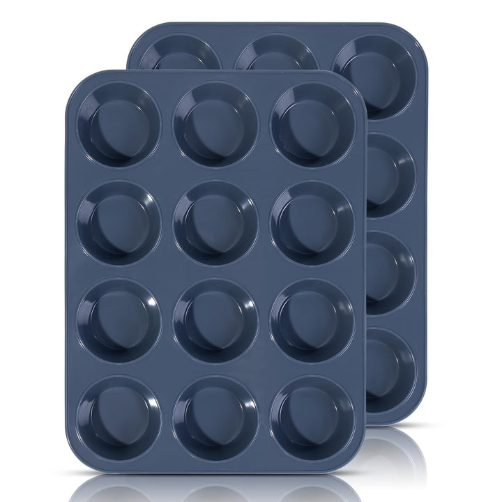 SUPER KITCHEN 2 Stück Grosse Muffinform aus Silikon für 12 Muffins, Antihaft Muffinblech Antihaftbes