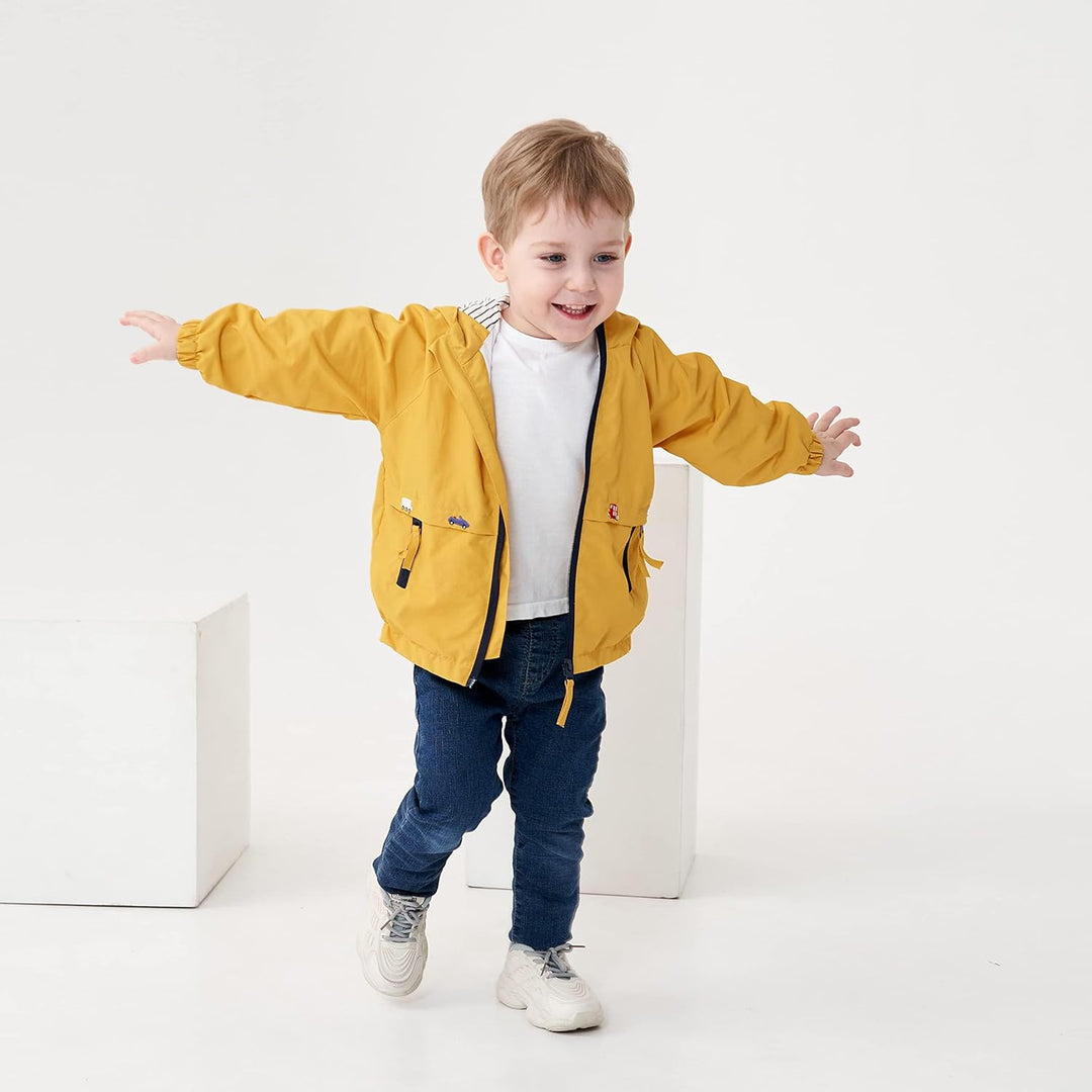 Volunboy Baby Kapuzen Jackets, Jungen Langarm Winddicht Mantel Cartoon Aufdruck Jacken, Gelb
