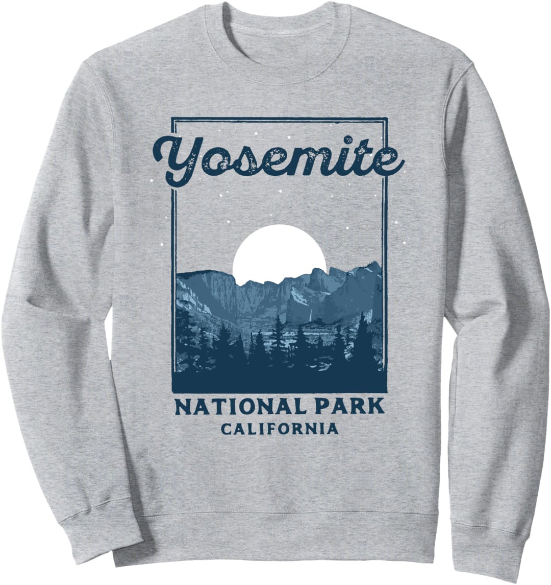 Yosemite National Park at Night Retro Moon & Stars Graphic Sweatshirt