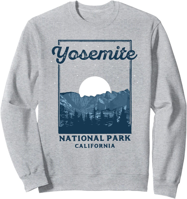 Yosemite National Park at Night Retro Moon & Stars Graphic Sweatshirt