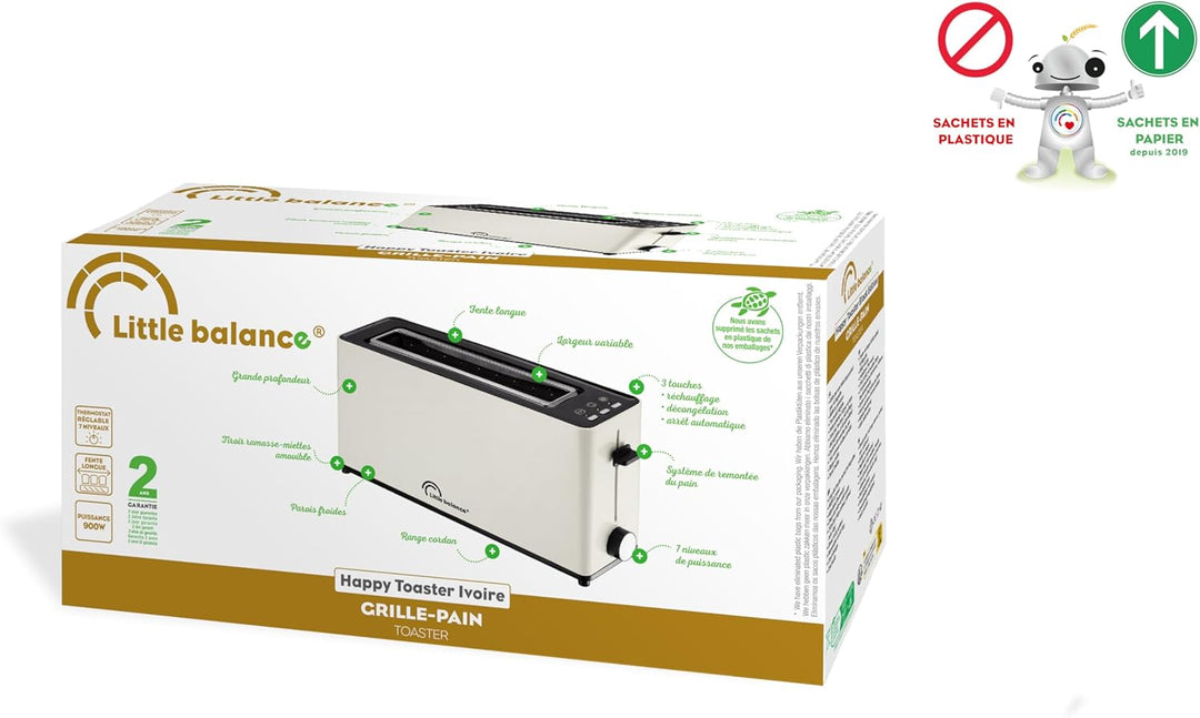 LITTLE BALANCE 8829 Happy Toast, Toaster, 1 langer Schlitz, 1 Baguettescheibe, Thermostat mit 7 Posi