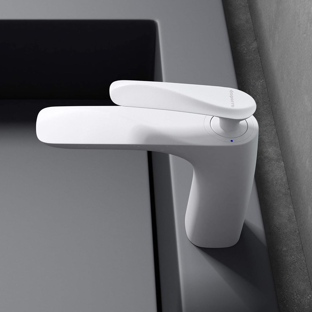 doporro Design Armatur Wasserhahn Bad Weiss | Waschtischarmatur für Waschbecken | Waschbeckenarmatur