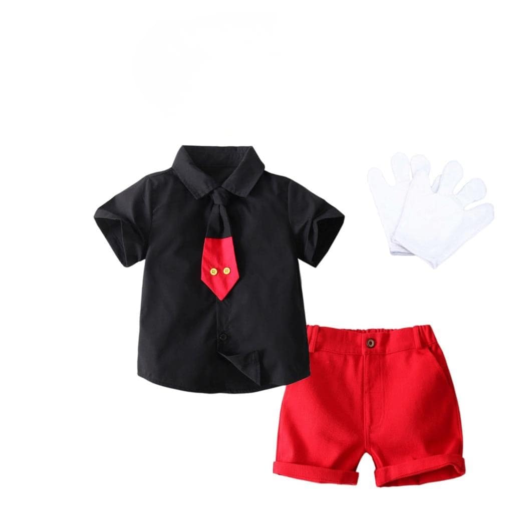 Lito Angels Kostüm Verkleidung mit Ohren Haarreif und Handschuhe für Kinder Jungen Schwarz & Rot 18-