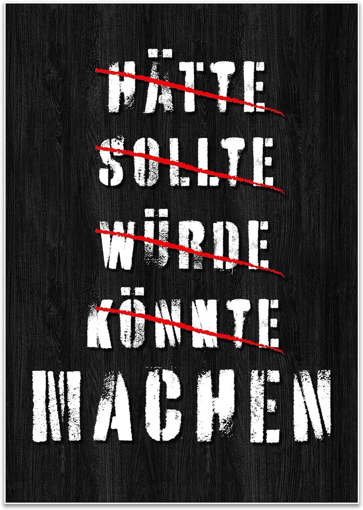 wandmotiv24 Poster als Wanddeko, Grösse Din A0, Hätte sollte würde, Holz, Moderne Wanddeko, Wandbild