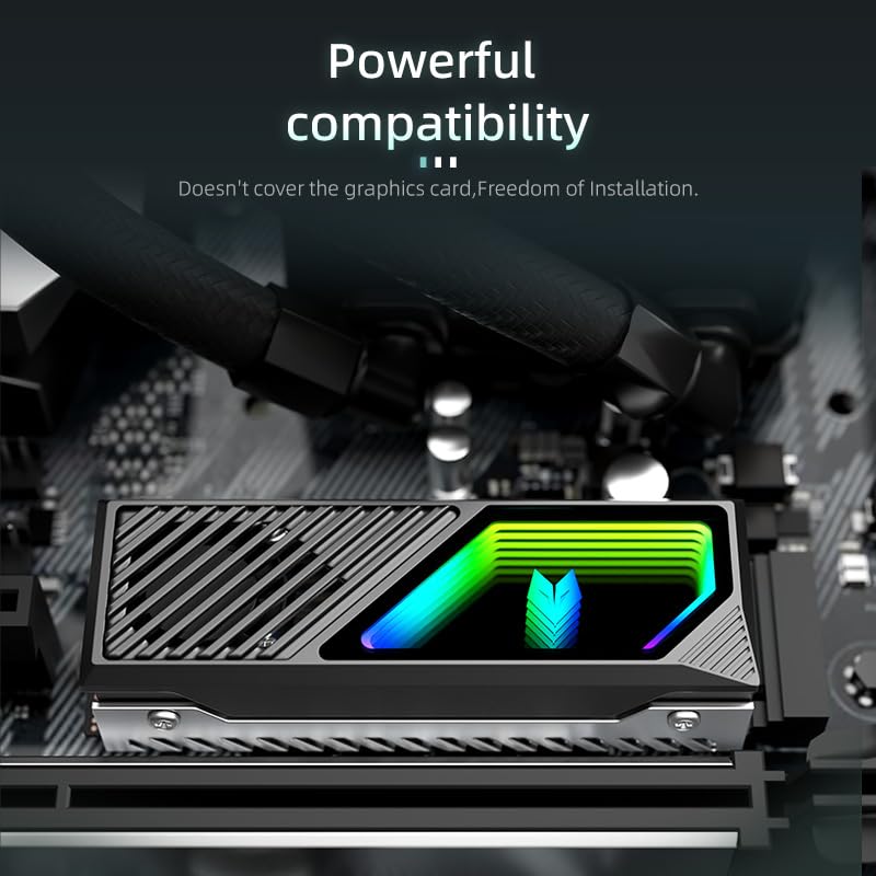 RGB Sync M.2 NVMe SSD Kühlkörper mit eingebautem Lüfter, Hochleistungskühlung, dynamische LED-Beleuc
