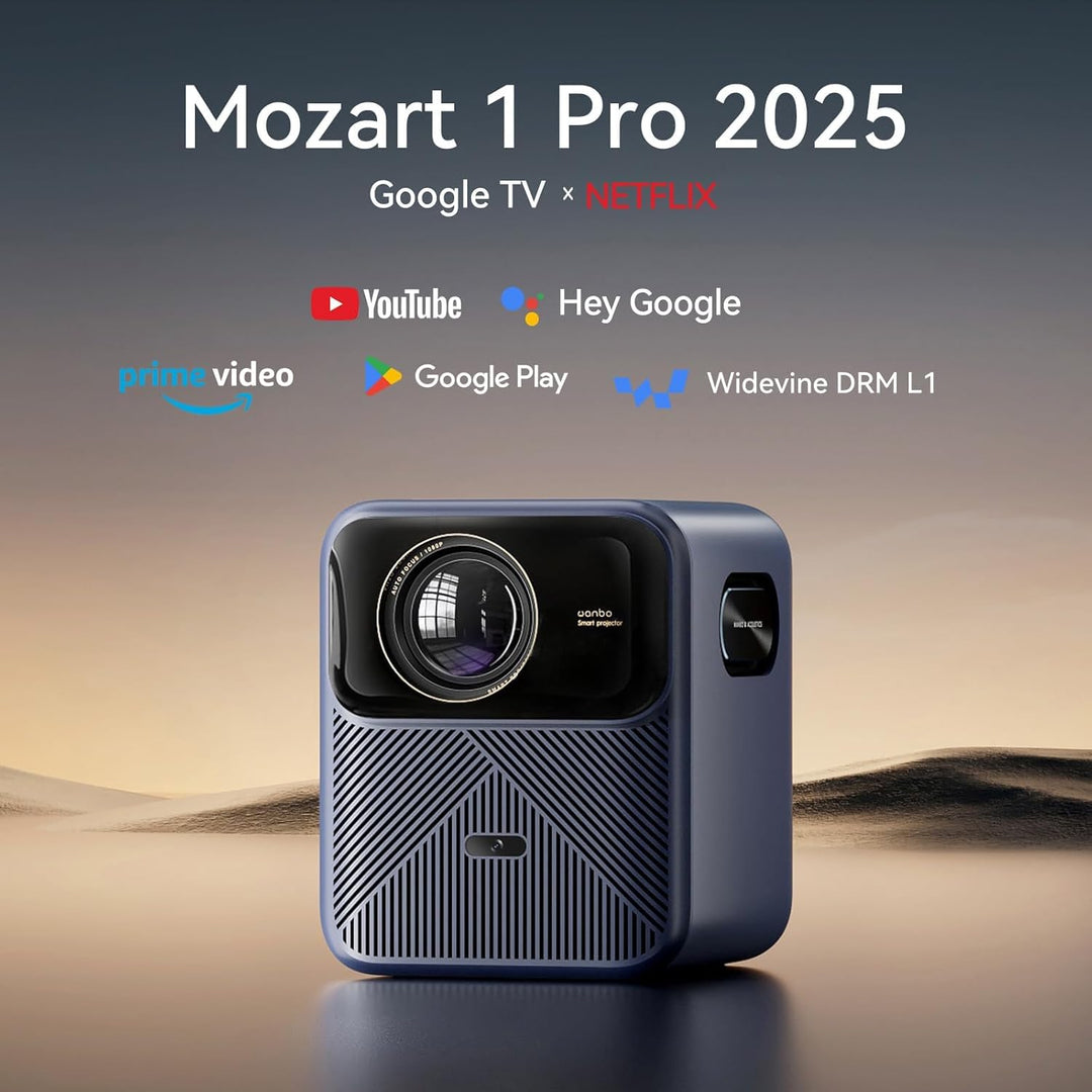 WANBO Mozart 1 Pro 4K Smart Beamer Heimkino: MEMC VRR/Google TV/1200ANSI/Netflix, HDR10, KI Autofoku