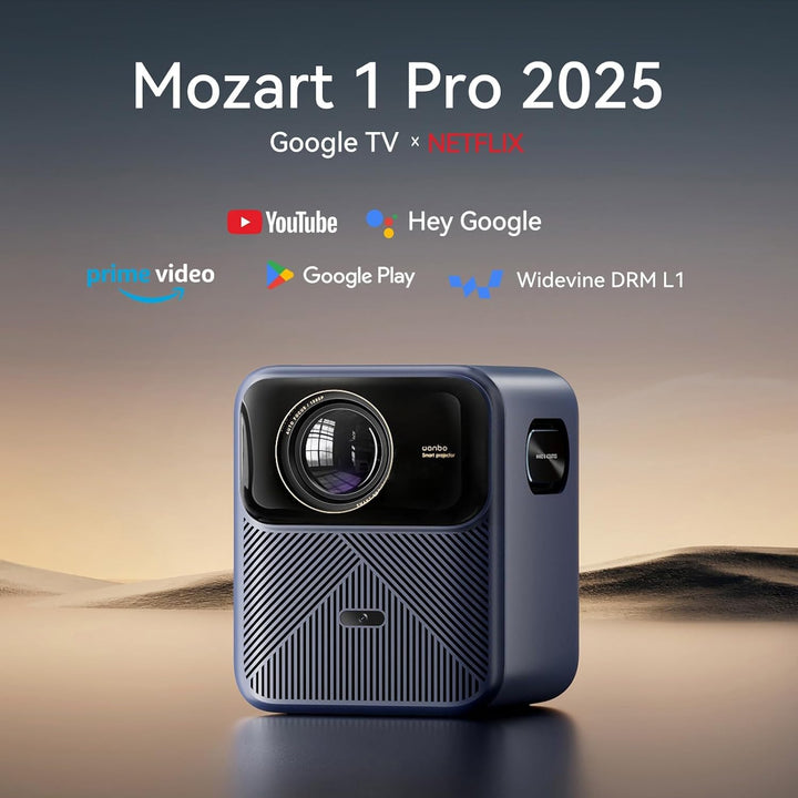 WANBO Mozart 1 Pro 4K Smart Beamer Heimkino: MEMC VRR/Google TV/1200ANSI/Netflix, HDR10, KI Autofoku