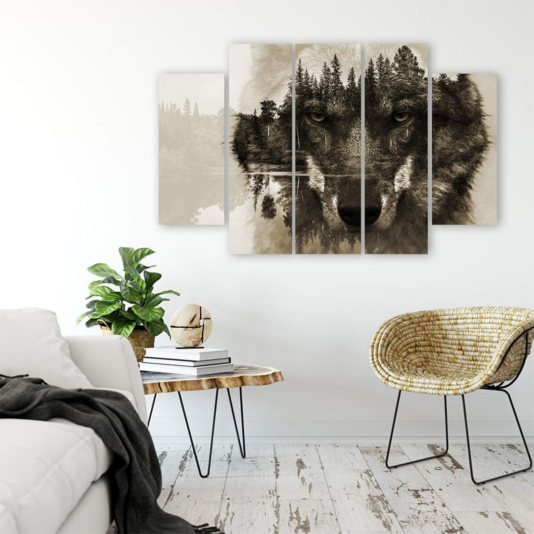 Feeby Frames Leinwandbild, Bilder, Wand Bild - 5 Teile - Wandbilder, Kunstdruck XXL, Typ B, 250x120