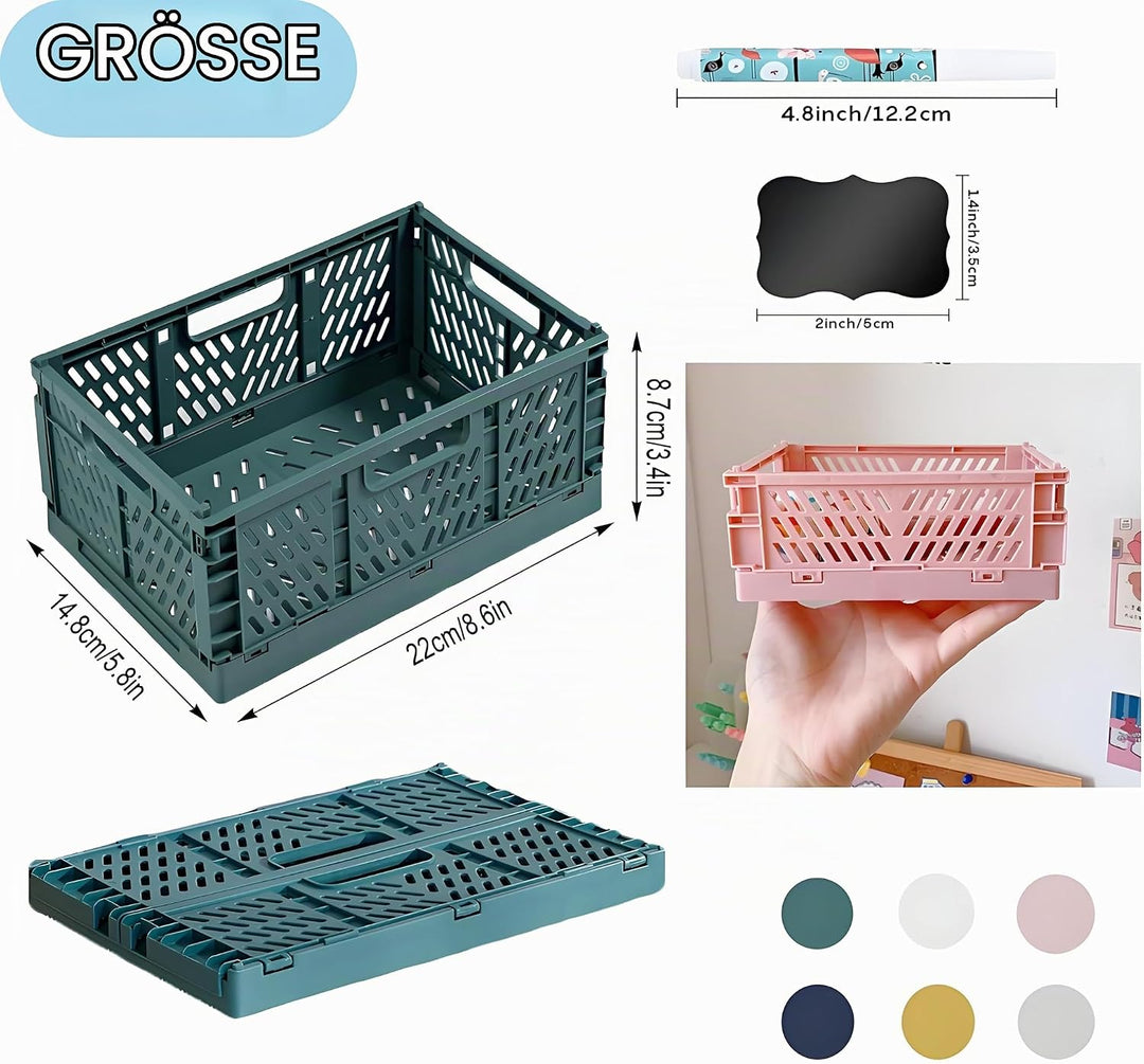 6 Stücke Klappbox,Folding 22*15*8.7cm Klappbox Klein,Klappboxen Faltbar Stabil für Klappkiste Gross,