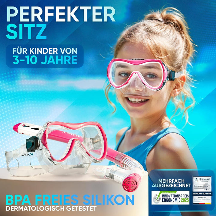 Das Neue KAIMANA® SeaExplorer Schnorchelset Kinder + Tragetasche, Taucherbrille mit Schnorchel, Tauc
