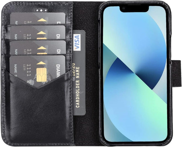 Solo Pelle Lederhülle kompatibel für iPhone 13 Mini in 5.4 Zoll abnehmbare Hülle (2in1) inkl. Karten
