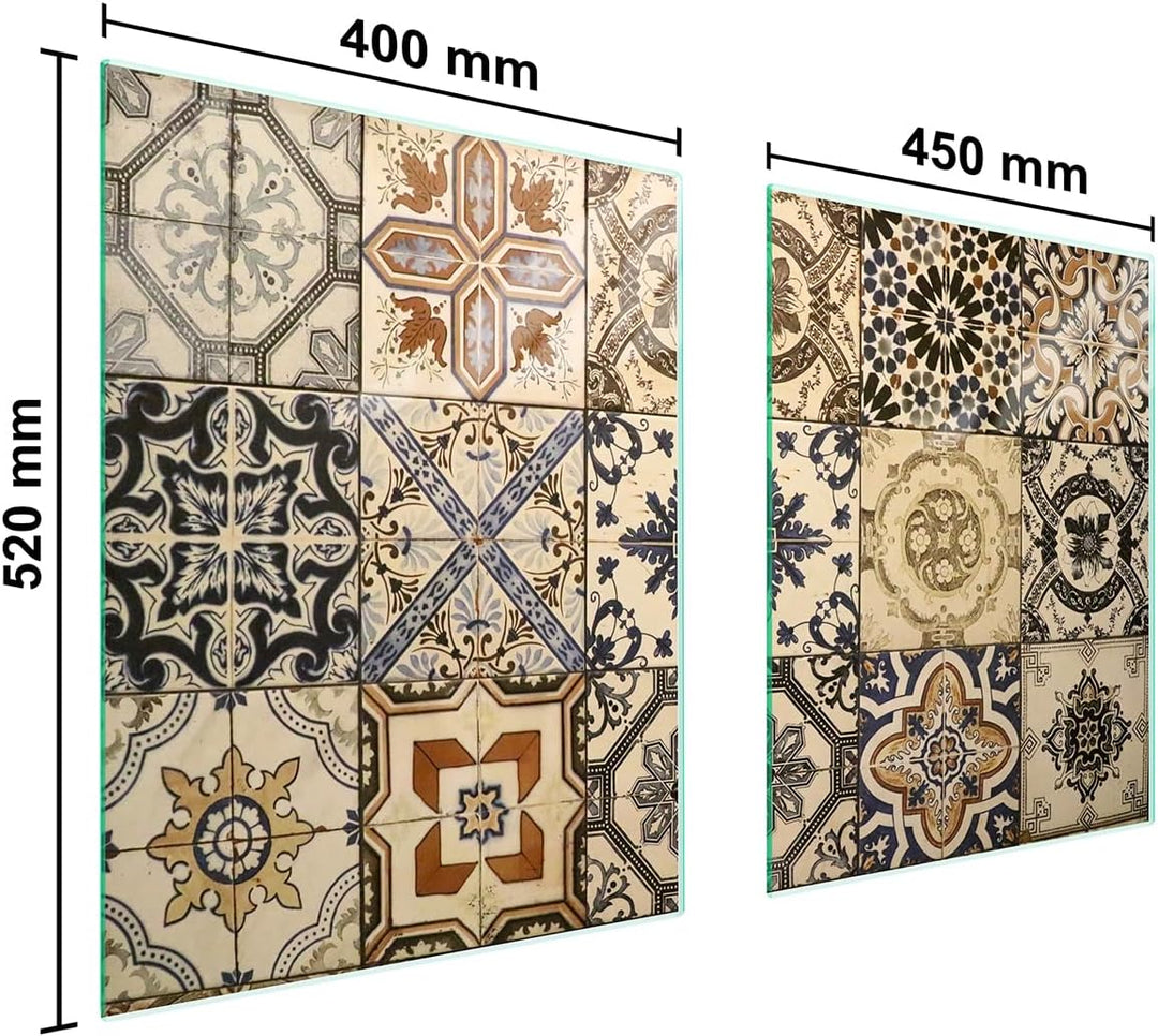 TMK ArtDeko Herdabdeckplatte 2 Teilig 40x52 + 45x52 cm - Spritzschutz Herdabdeckung – Herdschutz aus