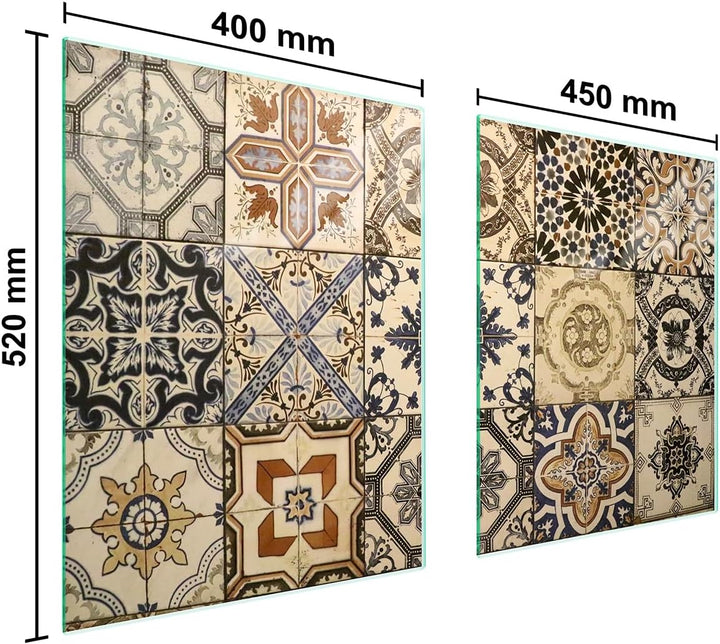 TMK ArtDeko Herdabdeckplatte 2 Teilig 40x52 + 45x52 cm - Spritzschutz Herdabdeckung – Herdschutz aus