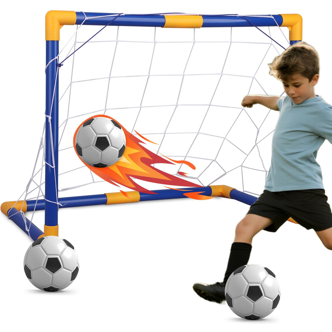 Fussball Tor Set für Kinder und Jugend, tragbare Fussball Tor Trainingsgeräte, Mini Netz mit Fussbal