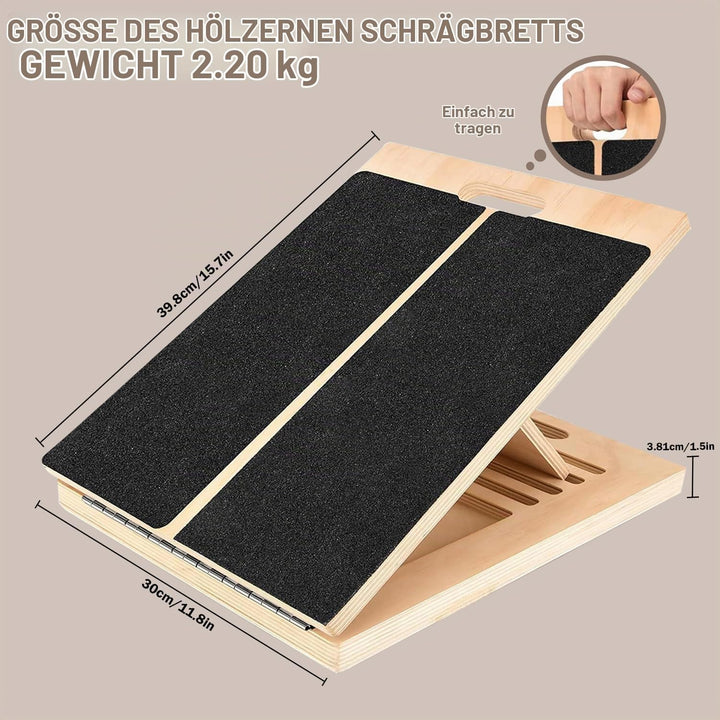 Cnwinu Schrägbrett, Verstellbar Balance Board Erwachsene, Rutschfestes Wadendehner Fusstrainer Heimt