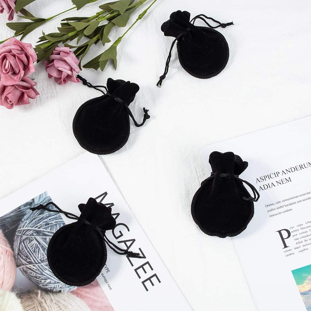 nbeads 200 Stück Samtbeutel Kleine schwarz Schmuck Kordelzug Taschen Geschenk Verpackung Beutel für
