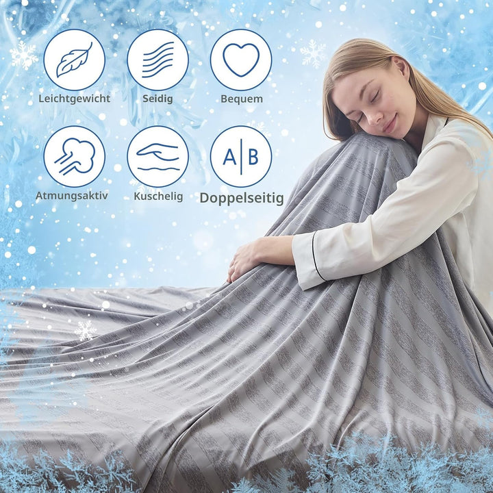 EMME Kühldecke Kühlende Decke, Arc-Chill Q-Max>0,5, 228 x228 cm, 2 in 1 Doppelseitige Dünne Sommerde