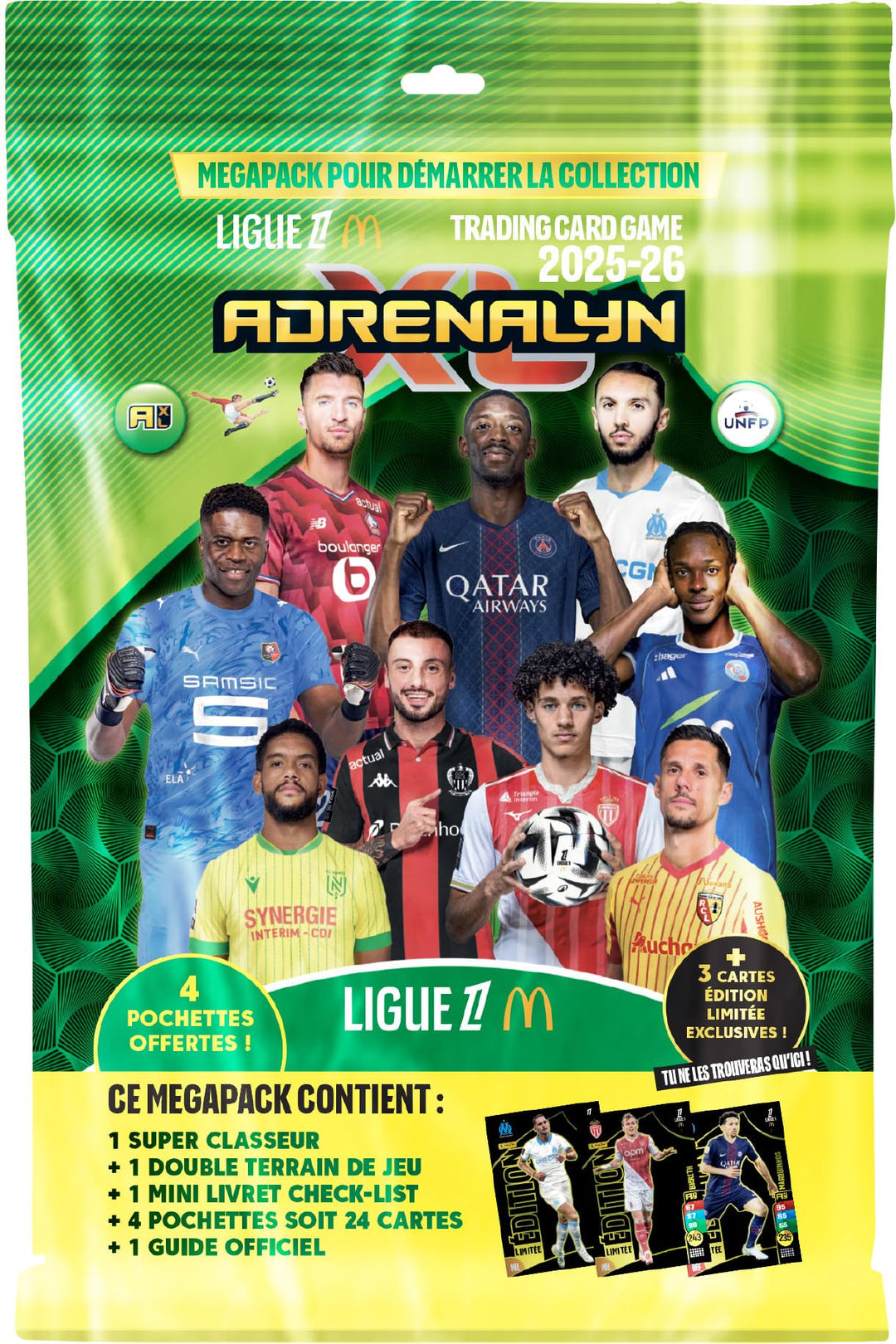 Panini ADRENALYN Ligue 1 McDonald's 2025-2026 Trading Cards Game Starterpaket (Ordner + 4 Hüllen)