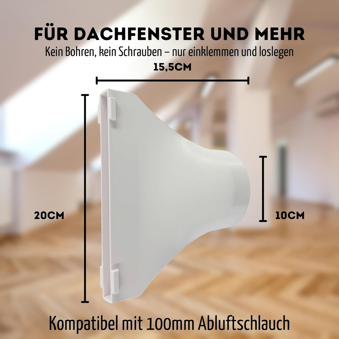 Flacher Schlauch Adapter für Dachfenster Kippfenster für 100mm Flach Abluft Schlauch für Klimaanlage