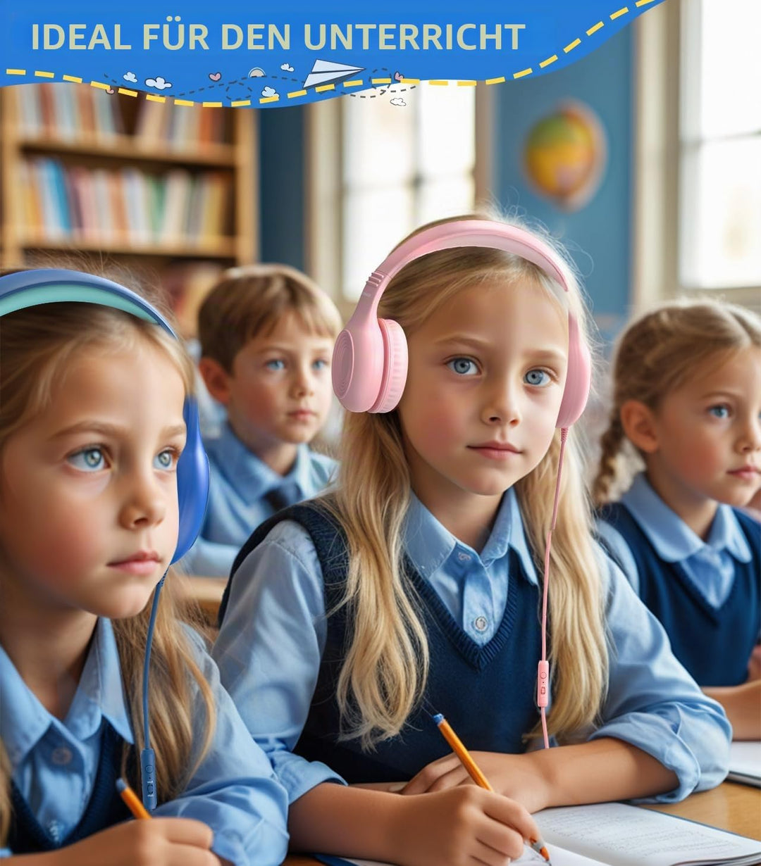 Upgrade USB Typ C Kinder-Kopfhörer, kabelgebundene Kopfhörer für Kinder mit Mikrofon für Jungen und