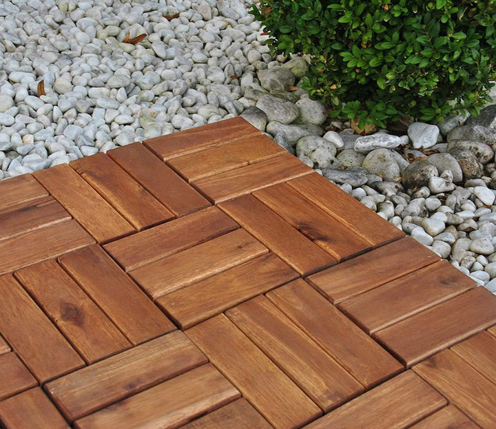 33er Spar-Set Holzfliese 02 für 3 m², Terrassenfliese aus Akazien-Holz, Fliese mit 12 Latten für Gar