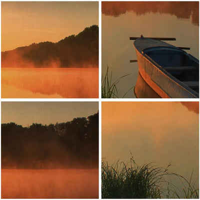 Bilder auf Leinwand 100x70cm Leinwandbild Morgen Nebel See Landschaft Gross Wanddeko Bild Schlafzimm