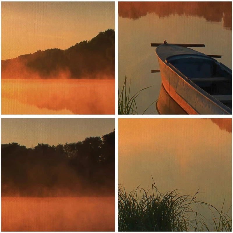 Bilder auf Leinwand 100x70cm Leinwandbild Morgen Nebel See Landschaft Gross Wanddeko Bild Schlafzimm