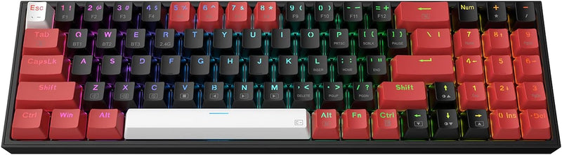 Redragon K628 Pro 75% Kabellose RGB-Gaming-Tastatur mit 3 Modi, 78 Tasten, Hot-swap-fähige Kompakte