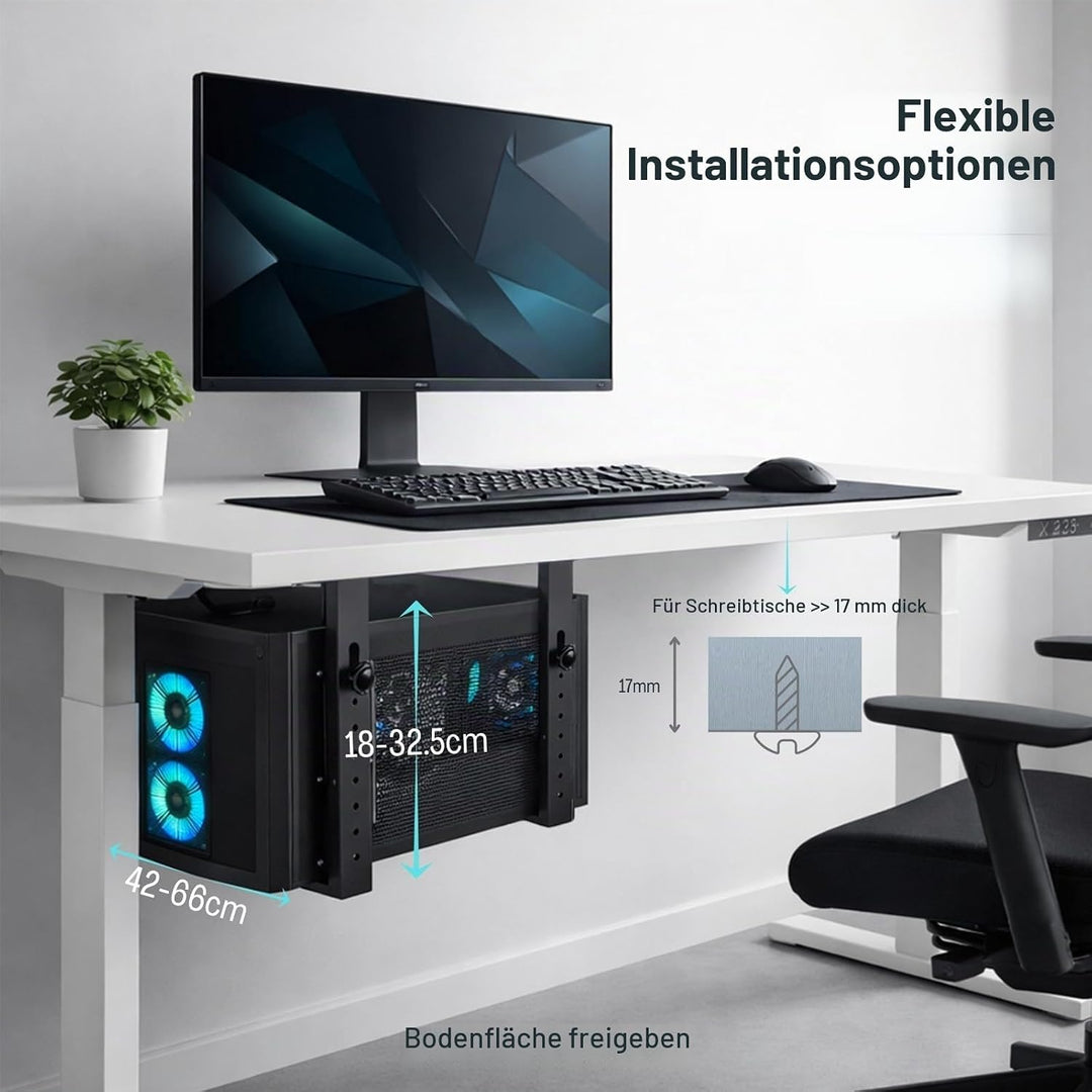 PC Halterung Untertisch Höhenverstellbar – Computerhalterung für Schreibtisch, Universale PC Aufhäng
