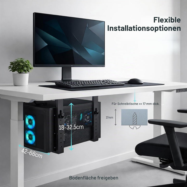 PC Halterung Untertisch Höhenverstellbar – Computerhalterung für Schreibtisch, Universale PC Aufhäng