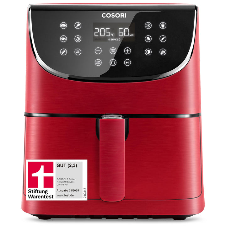 COSORI Heissluftfritteuse 5,5L XXL Rot Friteuse Heissluft Fritteusen Air Fryer mit Digitalem LED-Tou
